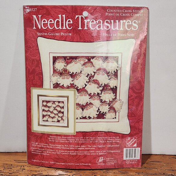 Needle Treasures NEW Santas Galore Pillow Counted‎ Cross Stitch Kit Christmas - Picture 1 of 6